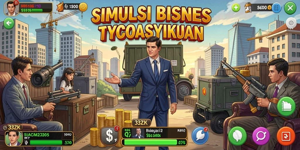 Gameplay seru dalam membangun perusahaan Tycoon.