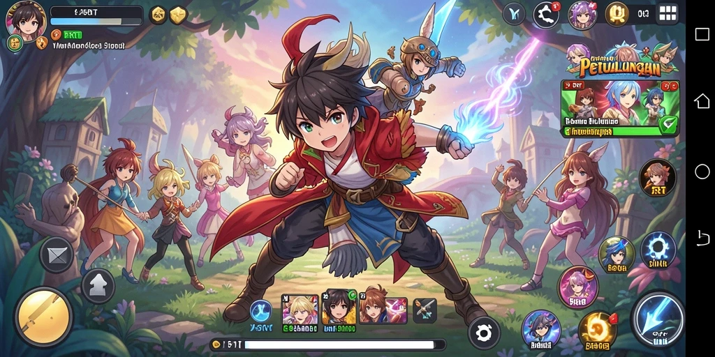 Screenshot gameplay 5RT menampilkan karakter Anime yang beraksi.