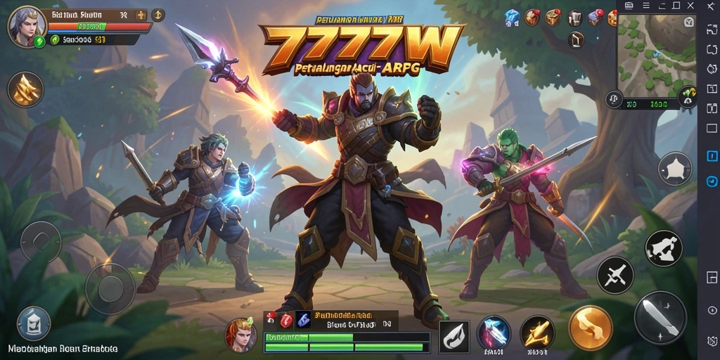 Tangkapan layar 7777W menampilkan aksi pertempuran seru dalam gameplay ARPG.