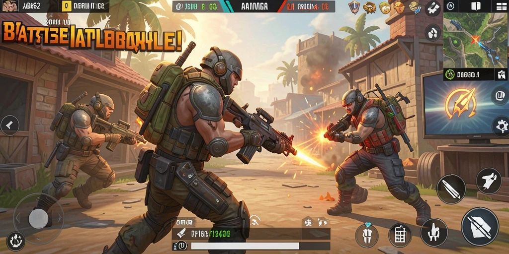 Tampilan gameplay ADG62 dengan pertempuran mendebarkan di arena.