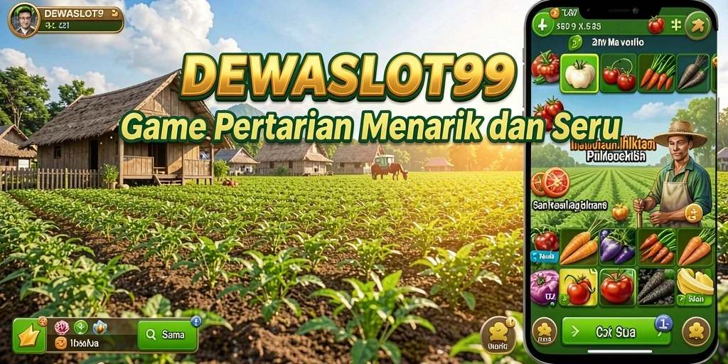 Tampilan utama gameplay DEWASLOT99 dengan aktivitas pertanian yang seru.