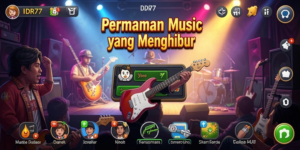 Tampilan gameplay yang menarik di <strong>IDR77</strong> dengan berbagai lagu.