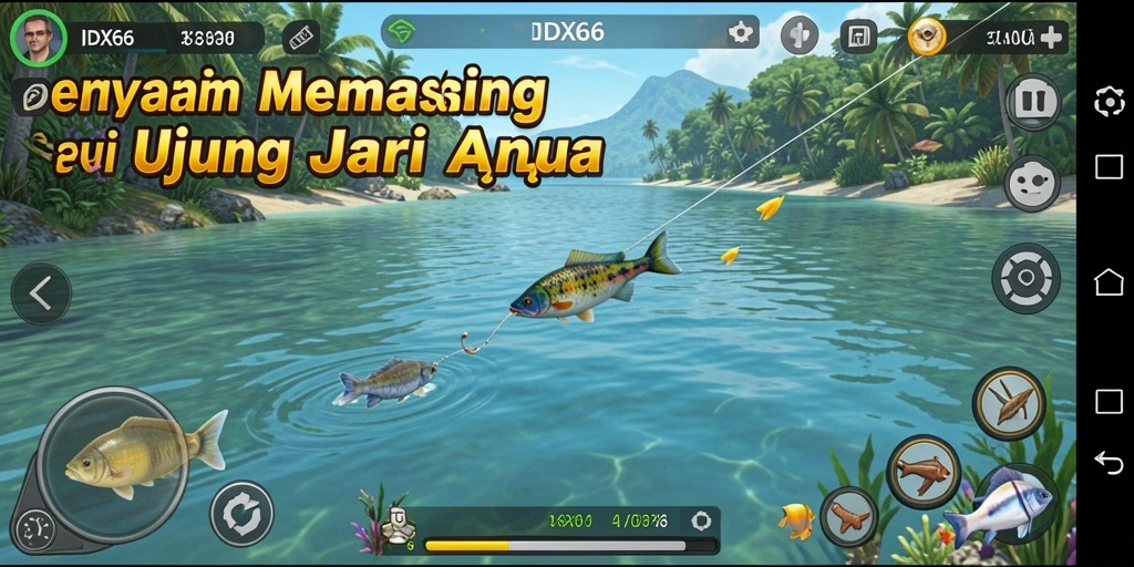 Tampilan gameplay menarik dari IDX66 dengan pengalaman memancing yang seru.