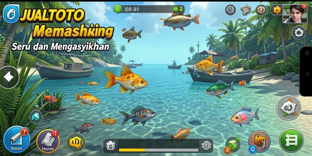 Screenshot gameplay JUALTOTO yang menampilkan pengalaman memancing yang realistis.