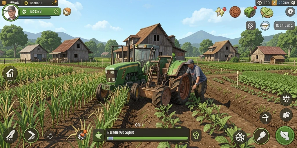 Screenshot gameplay JURAGAN28 menampilkan aktivitas bertani yang seru.