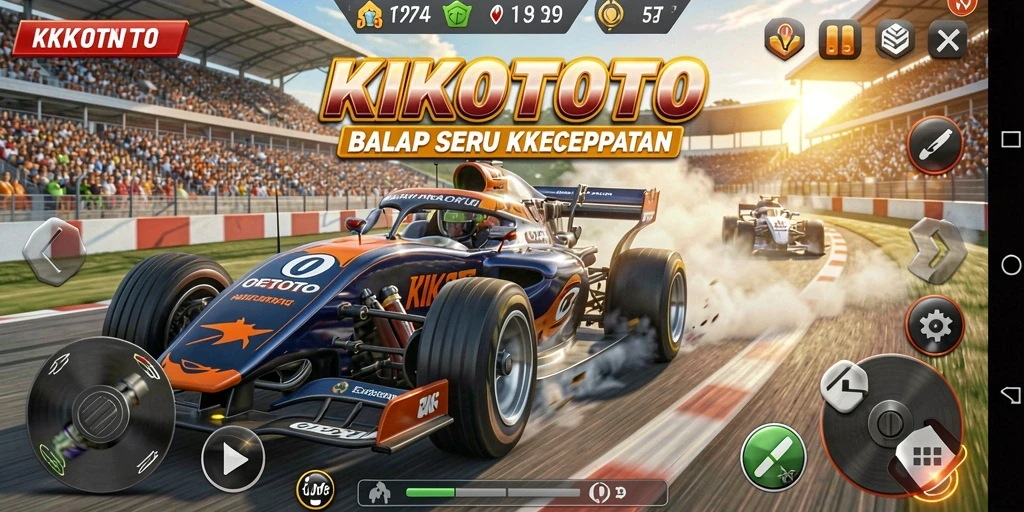 Tampilan gameplay KIKOTOTO yang intens dan menegangkan saat balapan.