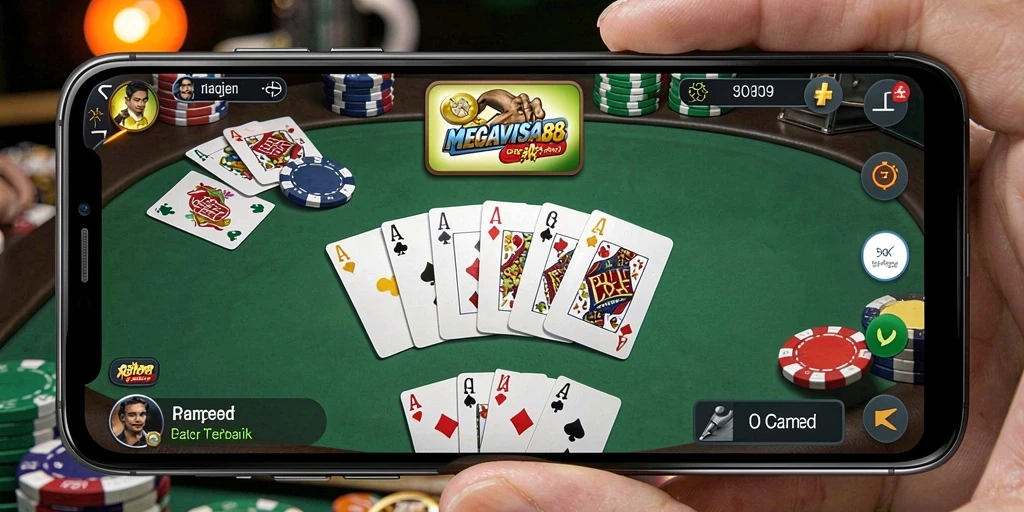 Screenshot gameplay Poker MEGAVISA88 yang mendebarkan.