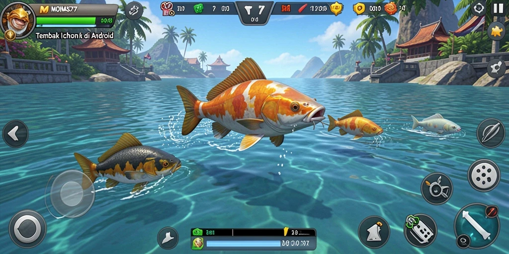 Screenshot MONAS77 menampilkan aksi menembak ikan yang seru.