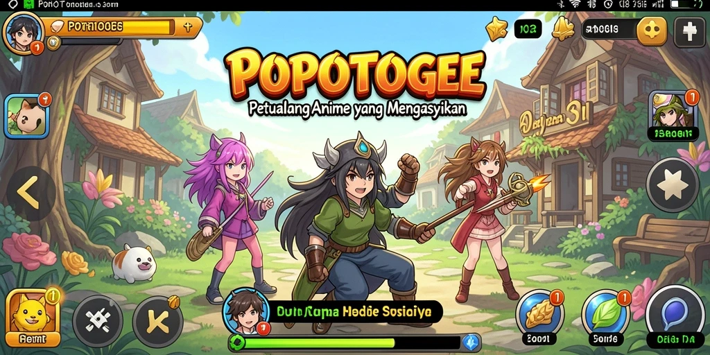 Screenshot gameplay <strong>POPOTOGEL</strong> yang menampilkan karakter anime dalam petualangan seru.