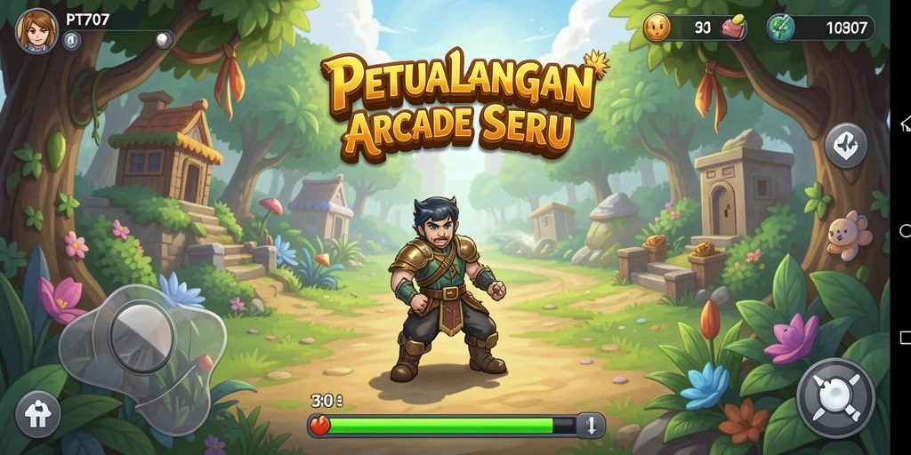Tampilan gameplay seru dari PT707 yang penuh warna.