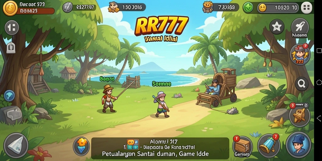 Screenshot menunjukkan gameplay santai RR777 dengan kemajuan yang terlihat.