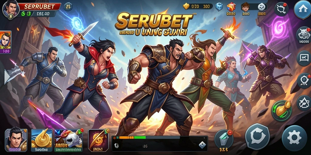 Tampilan gameplay seru dari SERUBET yang menampilkan pertarungan intens.