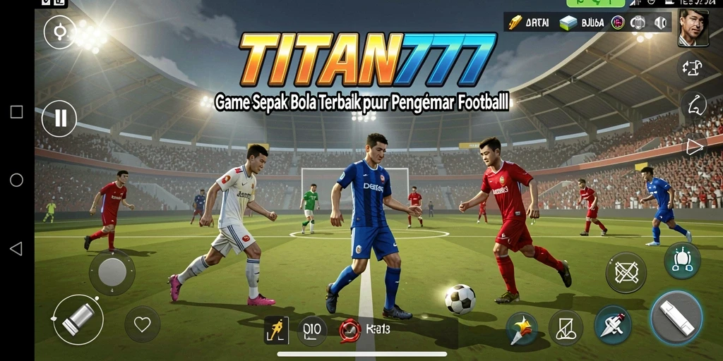 Tampilan gameplay mendebarkan dari TITAN777 dengan aksi sepak bola yang intens.