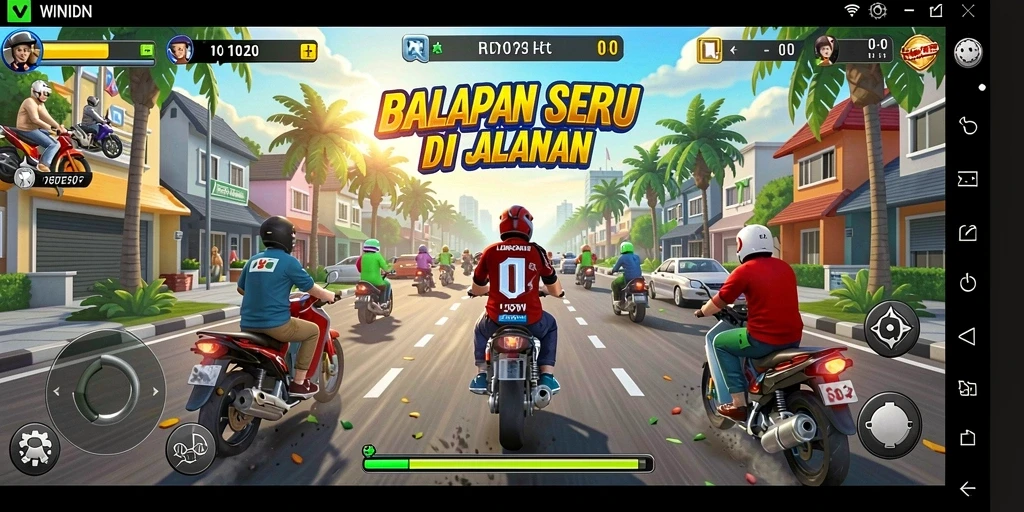 Gameplay WINIDN yang seru dan menegangkan di lintasan balap.